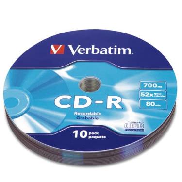Imagem de Mídia gravável CD-R Verbatim, rodado, 700 MB/80 minutos, pacote com 10