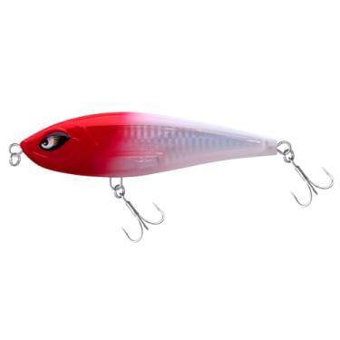 Imagem de Alwonder Inshore Twitchbait Isca de afundamento lento, isca de pesca de desempenho de dardos de 11,4 cm, isca de pesca Jerkbait ideal para Snook, robalo, truta do mar, vermelho e branco