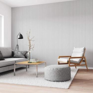 Imagem de Painel Ripado Acústico Madeira Natural Branco 270x32cm - Ikara, 270x32