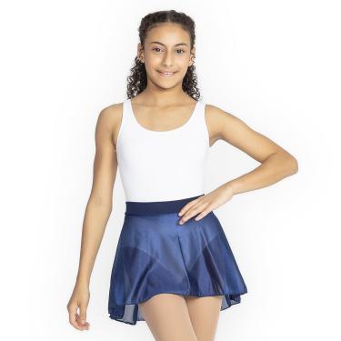 Imagem de Saia Godê Infantil em Trilobal Só Dança SD1244, Azul Marinho, P