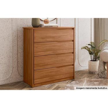 Imagem de Cômoda de Quarto Atria c/ 4 Gavetas Nogueira - Demóbile
