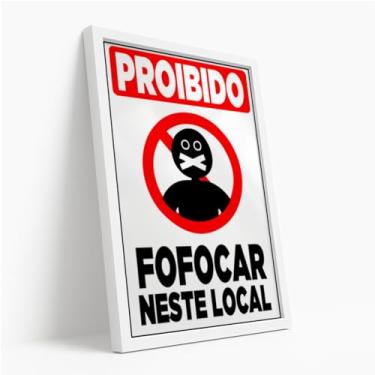 Imagem de Quadro Decorativo Proibido Fofocar Com Moldura Aviso Engraçado Sinal Divertido Escritório Humor Preto Vermelho Criativo Visual Impactante