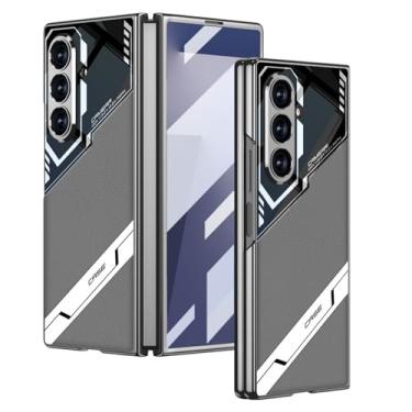 Imagem de HAOMRIYL Capa de couro para Samsung Galaxy Z Fold 7, capa ultrafina à prova de choque com suporte, capa de proteção galvanizada, prata, ZFOLD 7