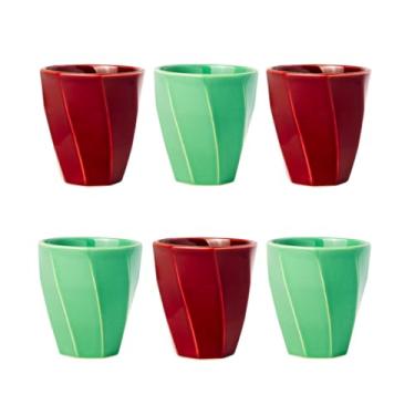Imagem de Kit 6 Copos Cerâmicos Louça 260ml Design Moderno, Ideal para Café, Chá, Bebidas Quentes, Porta Objetos e Escovas - E-FCS Store (Magenta/Tifani)