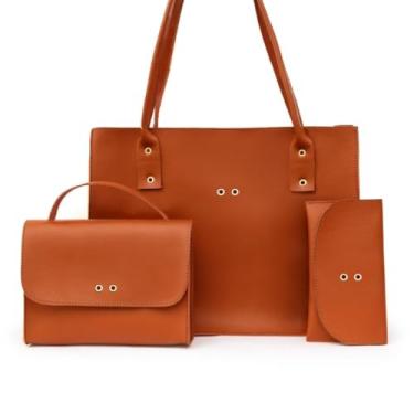 Imagem de Kit 3 bolsa feminina moda (Caramelo)