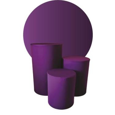 Imagem de kit Capa Trio de Cilindro + Painel 1,50m Decoração Festa - multicolorido Organização de Decoração para Festas(ROXO)