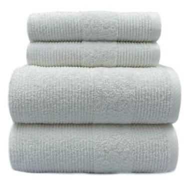 Imagem de Kit 4 Peças Toalha De Banho 2 Banho + 2 Rosto Toalhas Grande Banhão(MARIA TEREZA Branca)