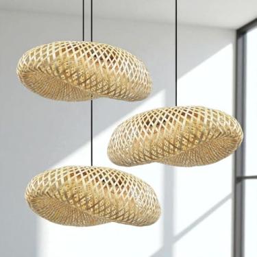 Imagem de Kit 3 Luminária de Teto Lustre Pendente Bambu Luzza Honolulu 60 Rústico
