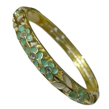 Imagem de Only My Live Home Pulseiras elegantes de flores esmaltadas pequenas e finas para pulsos pequenos para mulheres, pulseiras chinesas cloisonne articuladas joias, Inner Diameter 2.25 inch wide 0.31 inch