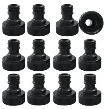 Imagem de Rierdge Pacote com 12 acessórios de conexão rápida para mangueira de jardim de plástico preto - Adaptador fêmea de 9,5 cm, perfeito para sistemas de irrigação, irrigação por gotejamento e irrigação