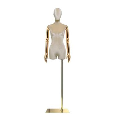 Imagem de Mannequin Torso de veludo para manequins humanos de varejo, braço removível e giratório, adequado para lojas de roupas, butiques(Yellow)