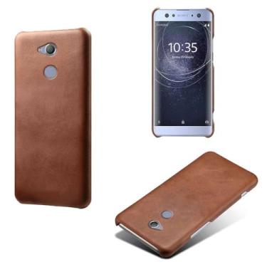 Imagem de Capa para Sony Xperia XA2 Ultra,Proteção contra quedas,Casca de volta de cor sólida simples,Design de couro de imitação de plástico-Brown