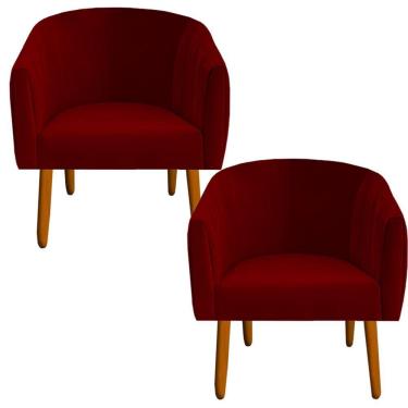 Imagem de Kit 02 Poltrona Julia Decoração Salão Cadeira Escritório Recepção Estar Amamentação Suede Vermelho D'classe Decor