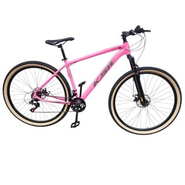 Imagem de Bicicleta Aro 29 Ksw Adulto 21 velocidades Suspensão Dianteira 80mm Pneu Faixa Amarelo (ROSA/PRATA, 19)