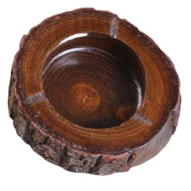 Imagem de Cinzeiro de madeira com design de toco de árvore de mesa, marrom escuro, decoração de casa, adequado para quarto, sala de estar, escritório, sala de jantar