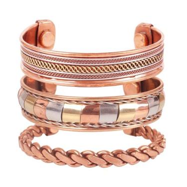 Imagem de Pulseira Touchstone Copper Magnetic Tibetan Style, conjunto de 3