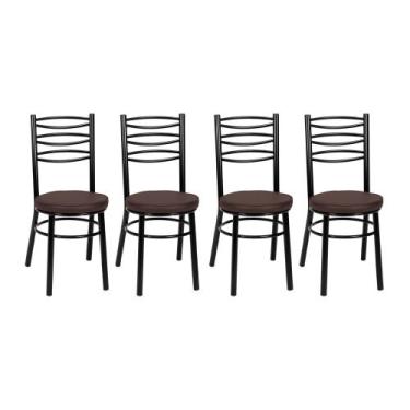 Imagem de Kit 4 Cadeiras CP34 Pintadas Pretas Debrum Treparoni, Preto com Marrom