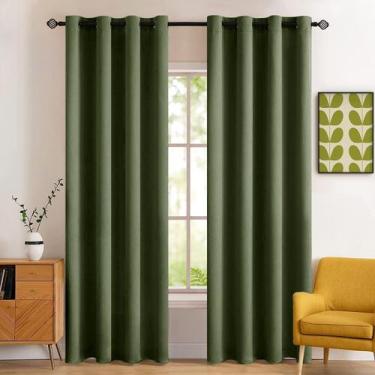 Imagem de Cortinas MIULEE com isolamento térmico Blackout 132x213cm verde oliva