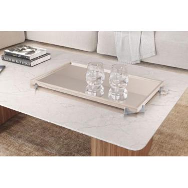 Imagem de Bandeja Decorativa Gala Cromado com Espelho - Larflex, Off White