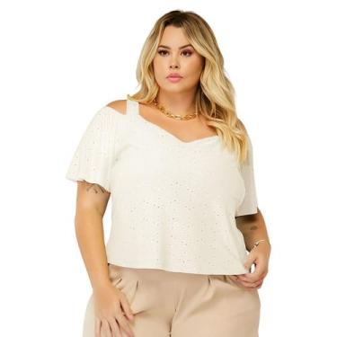 Imagem de Blusa Plus Size Feminina Alças Grossas Manga Curta Ciganinha Ombro Lai