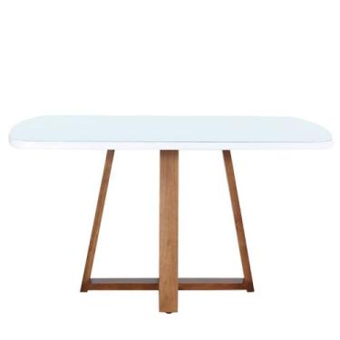 Imagem de Mesa Jantar Julia Nacional Base Pinhão c/ Tampo Vidro Branco - Naciona