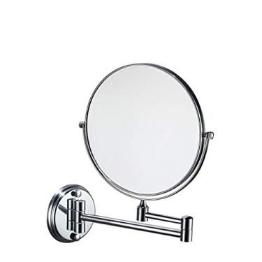 Imagem de Espelho de maquilhagem, espelho de beleza de dois lados montado na parede, ampliação 3x, espelho cosmético giratório 360°, espelho extensível para banheiro, prata