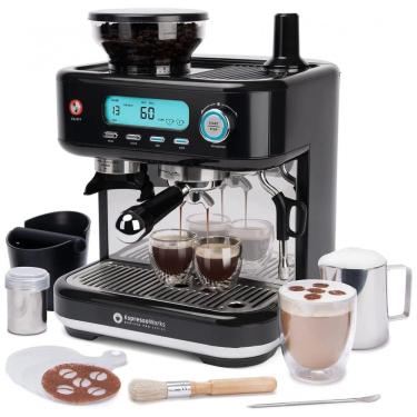 Imagem de Máquina de Café Expresso EspressoWorks 15 Bar com sistema de vaporização Embutido, 110V 1350W Preta