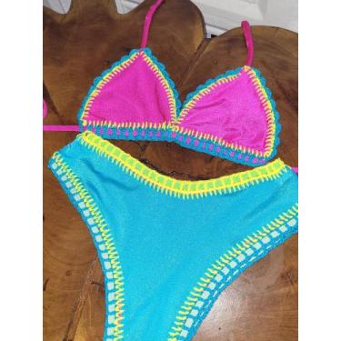 Imagem de Biquíni Crochê dupla face - Cabide Tropical , Rosa, Azul, G