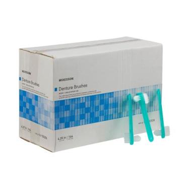 Imagem de Escova de dentadura McKesson de cerdas de 2 lados verde 144 ct