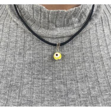 Imagem de Cordão De Pescoço Olho Grego Amarelo Redondo 0,5 cm