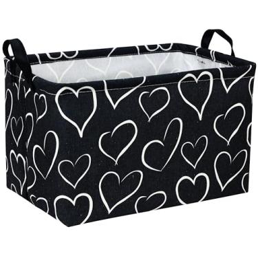 Imagem de DDBASKET Cesta Retangular Para Crianças, Cesta De Coração, Caixa De Armazenamento Para Crianças, Organizador De Brinquedos De Bebê, Decoração De Quarto De Amor (Coração Preto)