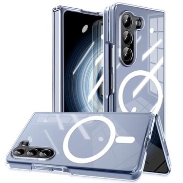 Imagem de MIDIIUGCT Capa magnética para Samsung Galaxy Z Fold 5, anel magnético integrado e carregamento sem fio, capa com absorção de choque para Z Fold 5 [Transparente] MUS-CXDZ-07-10