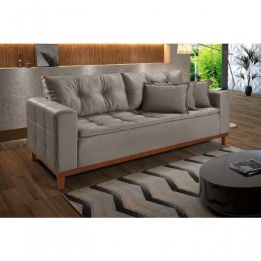 Imagem de Sofá Atenas 1,70 3 Lugares Império Estofados Veludo Castanho 170