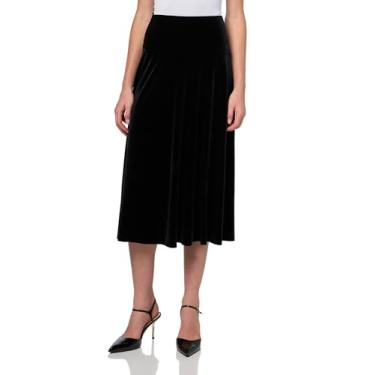 Imagem de Norma Kamali Saia rodada feminina até o meio da panturrilha, Preto, P