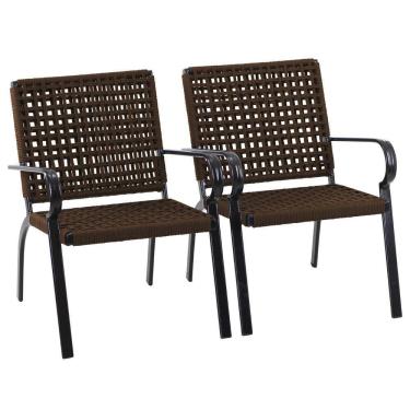 Imagem de 2 Poltrona Alumínio Corda Náutica Porto Rico Trama Original Marrom