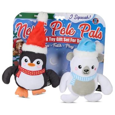 Imagem de Bow-Wow Brinquedos de pelúcia para animais de estimação, pinguim e urso polar, 2 unidades