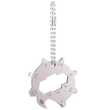 Imagem de Chaveiro multiferramentas – Chaveiro compacto de aço inoxidável EDC com abridor de caixa, abridor de garrafa, chaves de fenda, clipe mosquetão, Ferramenta de prata, M