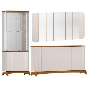 Imagem de Kit Aparador Buffet Com Cristaleira E Espelho Verbena N01 Off White Ypê - Lyam Decor