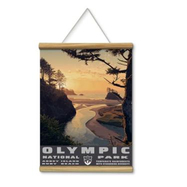 Imagem de HUARCEY Pôster em tela emoldurada para pendurar na parede Parques Nacionais Olímpicos 30,5 x 40,6 cm