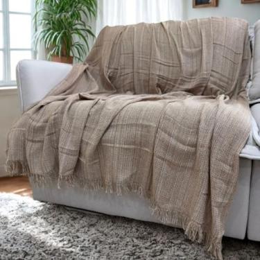 Imagem de Manta para Sofá Capa Protetora 100% Algodão 240 x 180 – Sofisticação e Conforto para Sua Sala (King Bege)