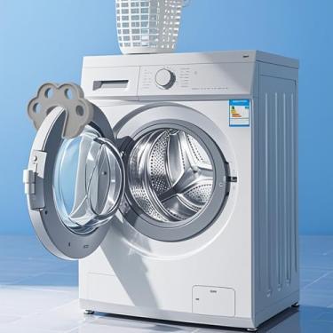 Imagem de Suporte de porta de máquina de lavar roupa cinza e branco suporte de porta de arruela, acessórios de suporte para portas de arruela de carga frontal, acessórios de ferramentas para portas de máquina