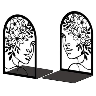 Imagem de Peacoblue Suportes de livros de metal para prateleiras, tampas de livros de estudo resistentes decorativas modernas para escritório, mesa, prateleira, sala 13,5 x 10,9 x 20,1 cm, suportes de livros