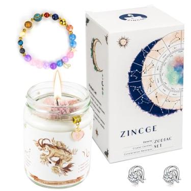 Imagem de Conjunto de velas perfumadas de capricórnio para mulheres – Pulseira Capricórnio, brincos e vela de cristal, caixa de presente do zodíaco, presente de ano novo, aniversário e Natal para ela