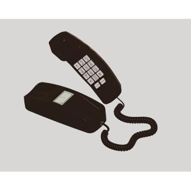 Imagem de Telefones de linha fixa para casa – Telefone com botão grande e fácil de usar para home office, idosos e telefone doméstico; telefone de mesa analógico com design de telefone de parede vintage – telefone doméstico, preto