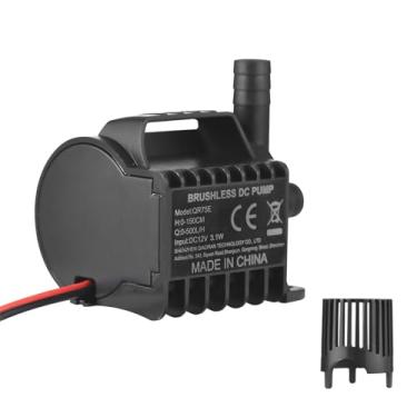 Imagem de Bomba d água elétrica submersível 12V 500L H pequena de fonte com elevação máxima 4 9 pés fio 1 6 e base ventosa portátil para aquário lagoa beber animais estimação jardim resfriamento circulação