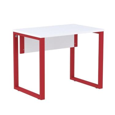 Imagem de Mesa Escritório P25 Tub Pandin 90 Cm (larg) Tampo Mdp Branco Pé Aço Tubular Vermelho