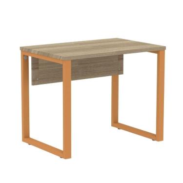 Imagem de Mesa Escritório P25 Tub Pandin 90 Cm (larg) Tampo Mdp Noce Naturalle Pé Aço Tubular Laranja