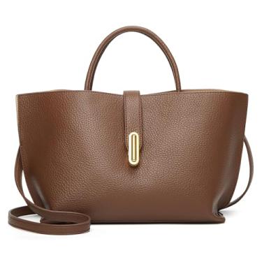 Imagem de Sacolas femininas de couro transversal bolsa grande bolsa de ombro vintage moderna Hobo bolsa feminina alça superior, Café, free