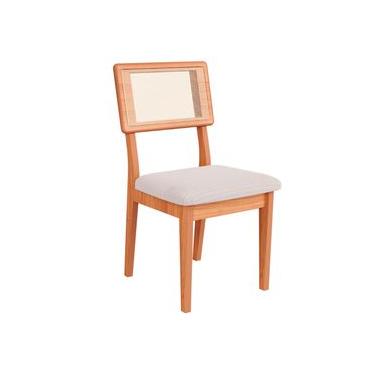 Imagem de Cadeira em MDF Freijó Assento Estofado Bege Rústico e Encosto com Tela Dalla Costa