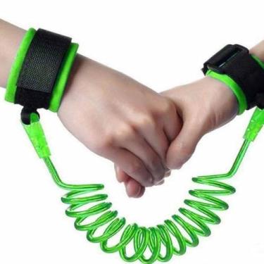 Imagem de Pulseira de Segurança Infantil Anti-Perda, Fio de Aço Inoxidável, Verde, 2 Metros, Ajustável para Crianças de 1-10 Anos, com Alça de Pulso
